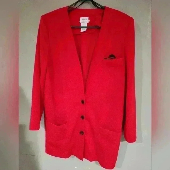 Leslie Fay Jackets & Blazers - Lord & Taylor Leslie fay vibrant long Blazer red women's size 16